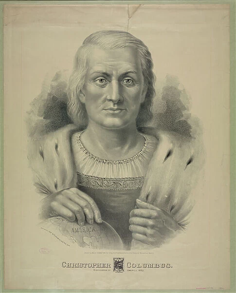 Portrait of Christopher Columbus (1451 - 1506), 1892 (lithograph)