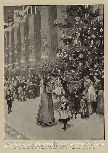 The Queen and her Soldiers Families, the Christmas Tree at Windsor (litho)