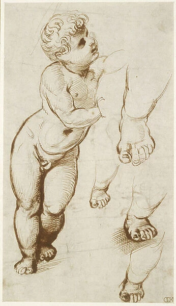 Recto: The Infant Christ and other Studies, WA1855. 91 (pen & brown ink over leadpoint