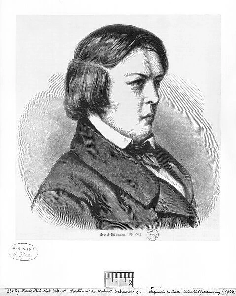 Robert Schumann (1810-56) (engraving) (b  /  w photo)