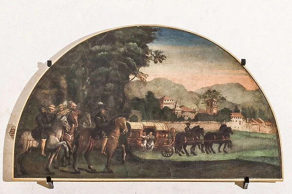 Royal Parade with a landscape in the background, Aeneid (fresco)