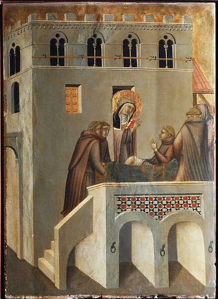 The saint cures the foot of a monk (Polyptych of the life of Saint Humility
