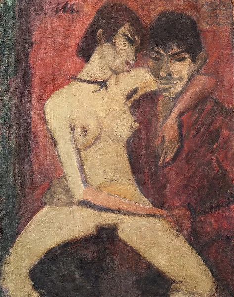 Seated Gipsy Lovers, 1922 (oil on canvas) (see 274040 for verso)