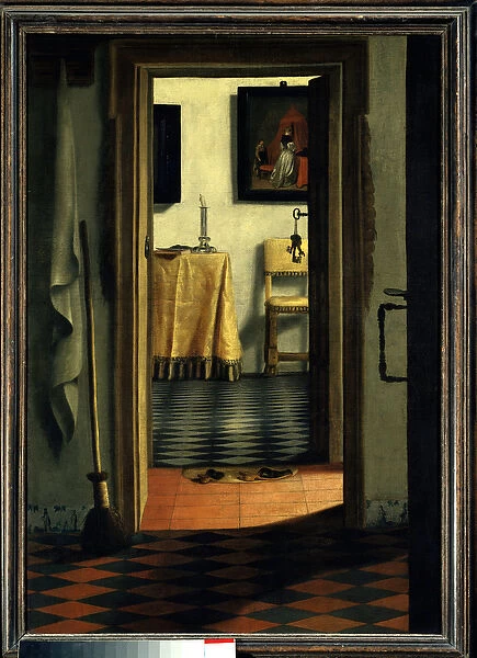 The slippers An interior of house in Holland - Painting by Samuel Hoogstraten (1626-1678