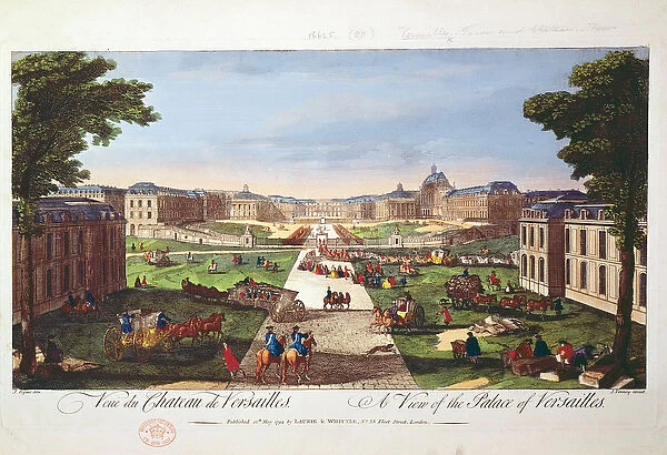 View of the Palace of Versailles, 1794 (colour engraving)