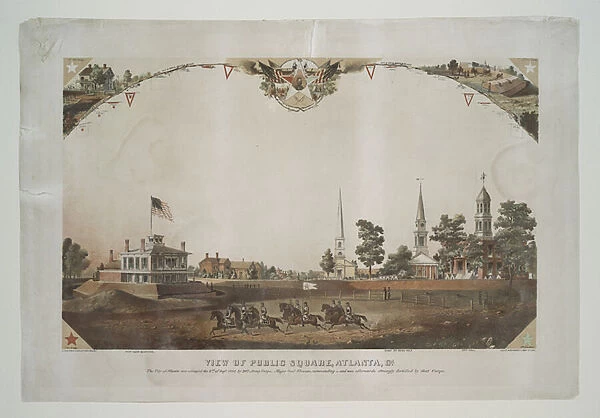 View of public square, Atlanta, Ga. 1864 (colour litho)
