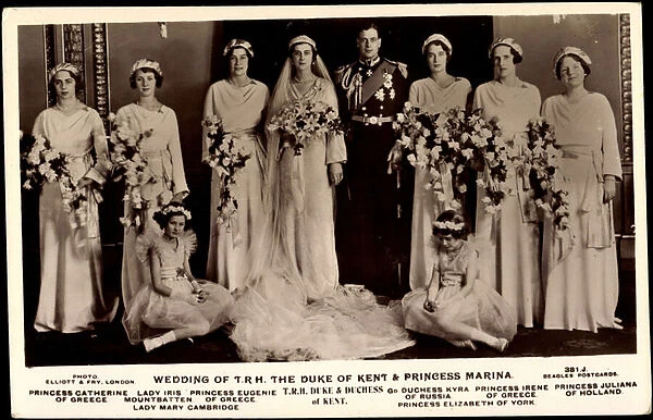 Wedding of Prince George, Duke of Kent and Princess Marina, 1934 (b  /  w photo)