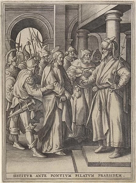 Christ before Pilate, Hieronymus Wierix, Maerten de Vos, Hans van Luyck, 1563 - before