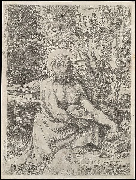 Saint Jerome Wilderness ca 1591 Etching Engraving