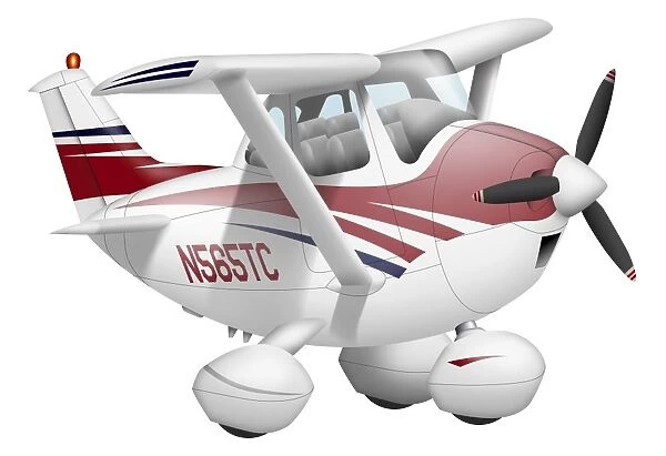 Cartoon illustration of a Cessna 182 aeroplane