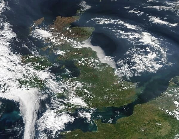 Satellite image of smog over the United Kingdom