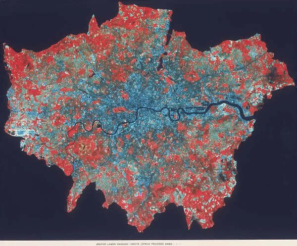 Composite Landsat false colour image of Greater London, 1979