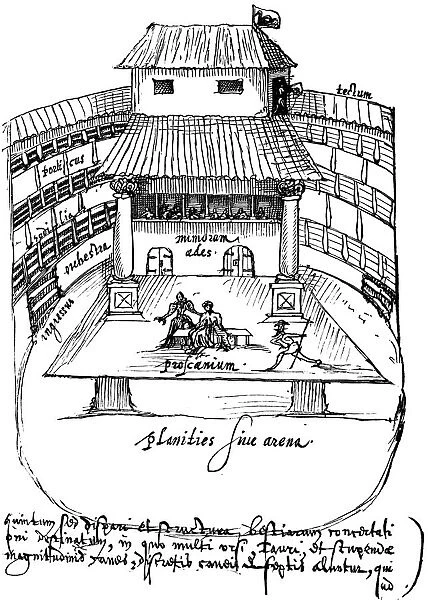 Interior of the Swan Theatre, Bankside, London, 1596. Artist: Aernout van Buchel