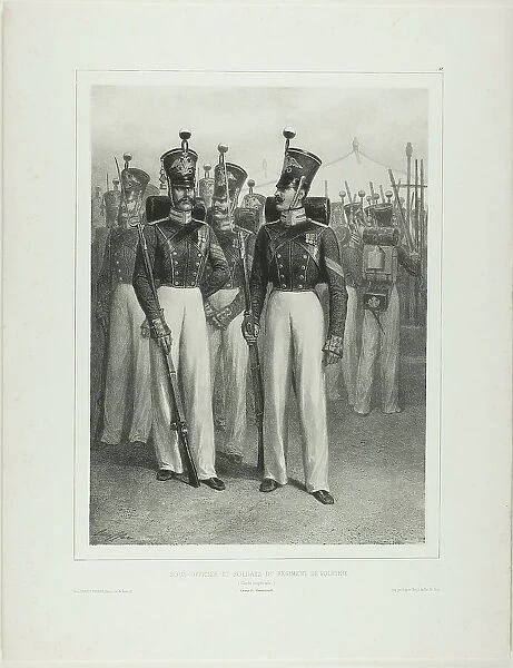 Non-Commissioned Officer and Soldiers of the Volhynie Regiment (Imperial Guard), Camp V... 1842–44. Creator: Auguste Raffet
