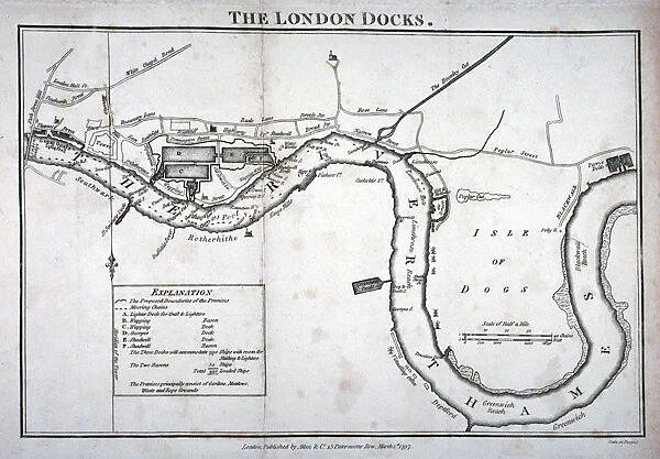 Plan of the River Thames showing the London Docks and the Isle of Dogs, 1797