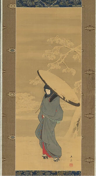 Woman Walking in the Snow, 1840s-early 1850s. Creator: Ando Hiroshige