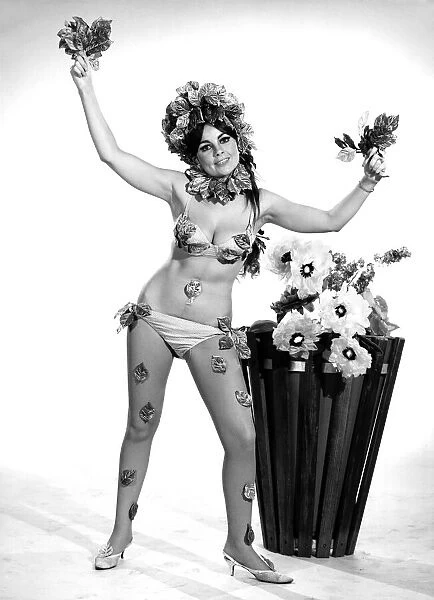 Model Karen Young wearing easter flower costume: 1966