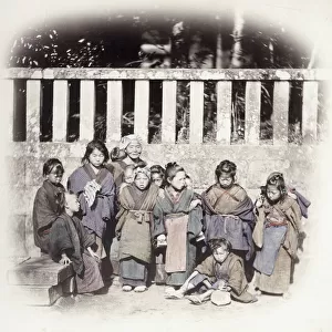 1860s Japan - portrait of a group of children in the street Felice or Felix Beato