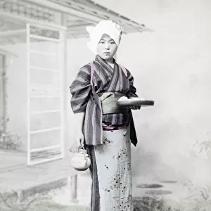 c. 1890s Jaapan - tea house serving girl waitress