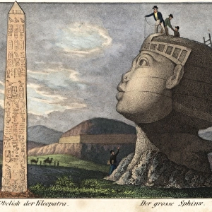 Cleopatras obelisk or needle and the great sphinx of Giza