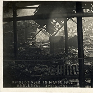 Ruins after Fire at Primrose Mill, Harle Syke, Burnley, Engl