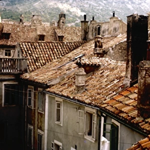 View across roofs, Yugoslavia