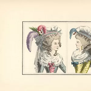 Women in hairstyles and hats of 1788