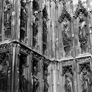 Wonderful sculptured figures of Kings and Bishops on the West Front of Canterbury