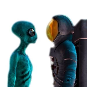 Alien and astronaut, artwork