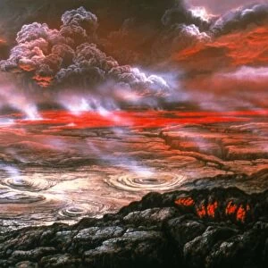 Artwork of lava flows on the surface of Venus