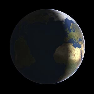 Dawn over Europe and Africa, Earth globe C016 / 3729