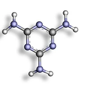 Melamine, molecular model