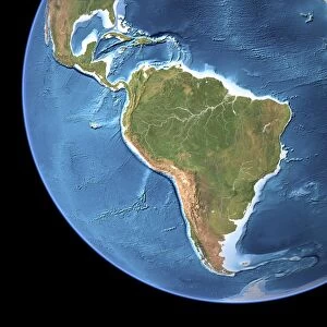 South America, topographic map