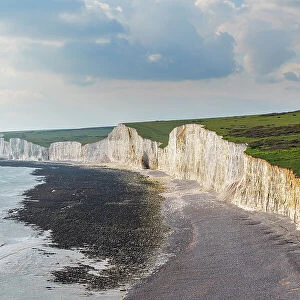 Birling Gap beach, Seven Sisters chalk cliffs, South Downs National Park, East Sussex, England, United Kingdom, Europe