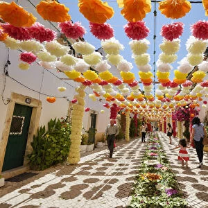 The streets of Tomar during the Festa dos Tabuleiros (Festival of the Trays). Portugal