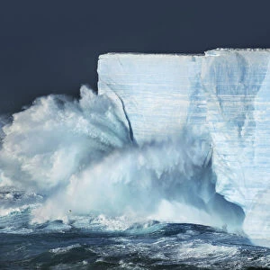 Tabular iceberg with breaking waves near Zavodovski Island - South Sandwich Islands