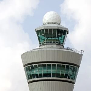 Air traffic control tower at Schiphol Airport in Amsterdam, Netherlands