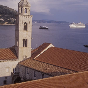 Belltower of the Dominican Monastery at the NE side of Old Town Dubrovnik. Cruise