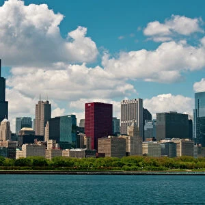 Chicago skyline and Lake Michigan summer day