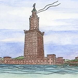 ALEXANDRIA LIGHTHOUSE. The lighthouse Pharos in Egypt, built by Sostratus of Cnidus