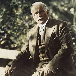 CARL G. JUNG (1875-1961). Swiss psychologist and psychiatrist. Oil over a photograph, n. d