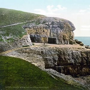 ENGLAND: TILLY WHIM CAVES. Tilly Whim Caves in Swanage, England. Photochrome, c1895