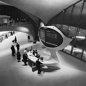 IDLEWILD AIRPORT, c1958. The information desk in the Trans World Airlines Terminal at Idlewild