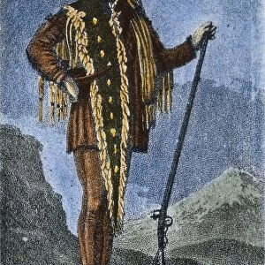 MERIWETHER LEWIS (1774-1809). American explorer. Portrait of Lewis wearing a snakeskin