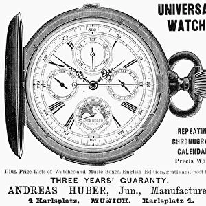POCKET WATCH, 1897. English newspaper advertisement, 1897