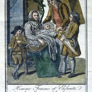 SAVOYARD FAMILY, c1797. Family from the Savoy hills, between Italy and France. Aquatint with watercolor, c1797, by L. F. Labrousse after Jacques Grasset de Saint-Sauveur