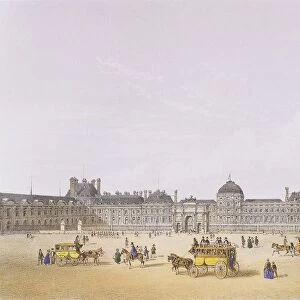 France, Paris, Tuileries Palace from Place du Carrousel, engraving