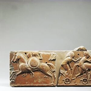 Terracotta slab with relief depicting a biga race. Borgia Collection, about 530 b. c