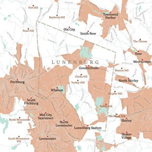 MA Worcester Lunenburg Vector Road Map