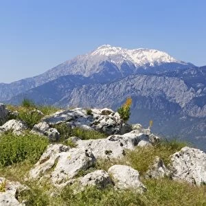 View from Mt. Calistepe on Mt. Tahtali Dagi, Olimpos Beydaglari National Park, Kemer, Lycia, Province of Antalya, Turkey